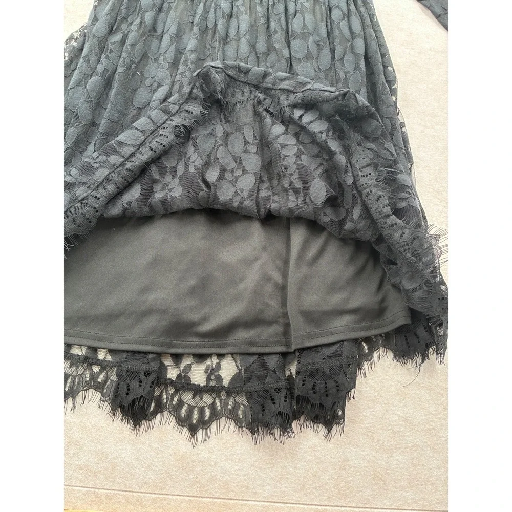 Torrid Black Lace Long Sleeve Dress Flare Plus Size 12 Whimsygoth Coquette